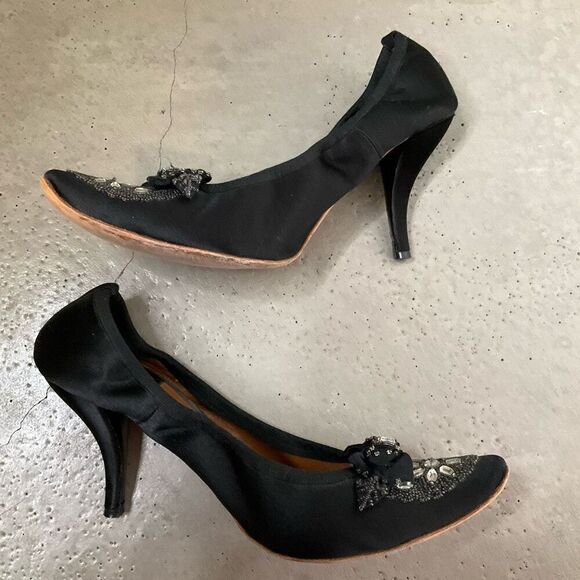 Chloe Satin Embellished Heels - Picture 8 of 9